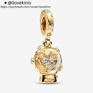 Pandora Heart Snowflake Snow Globe Dangle Charm